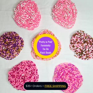 Feminine &quot;Pretty in Pink&quot; Colors Tie-On African Waist Beads