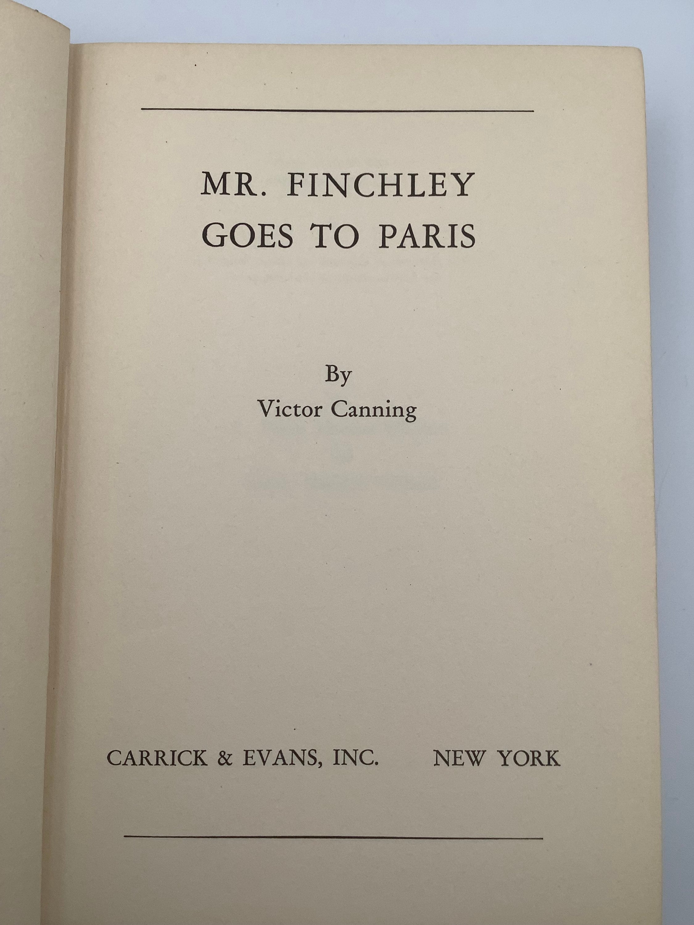 Vintage 1938 MR. FINCHLEY Goes to PARIS. Carrick & Evans First American ...