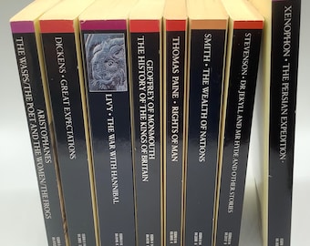 8 Vintage 1980s PENGUIN CLASSICS.  Bundle of 8 Paperbacks (Reprints).  English, Roman, Greek, Scottish Classic Literature.