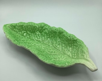 Vintage ROYAL WINTON GRIMWADES Lettuce-Leaf Shaped Serving Dish.  Circa 1951+.  Made in England.