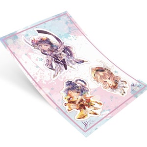 Holographic Genshin Impact A5-Stickersheet | Art Print Genshin Impact Manga Anime Shoujo Kawaii Sticker