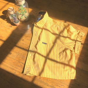 Yellow stripe button up crop top