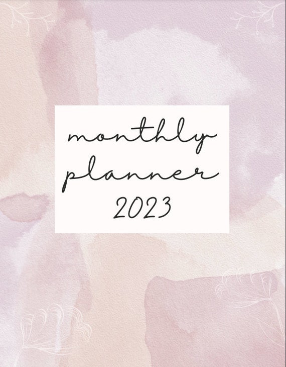 White And Pink Simple Floral Monthly Calendar 2023 Planner