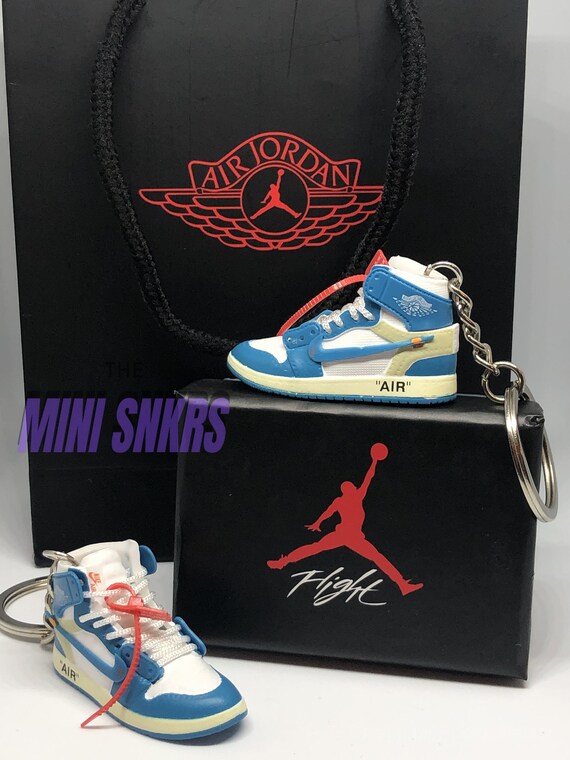 Mini Jordan 1 Portachiavi Portachiavi Nike Air OFF WHITE Blue | Etsy Italia