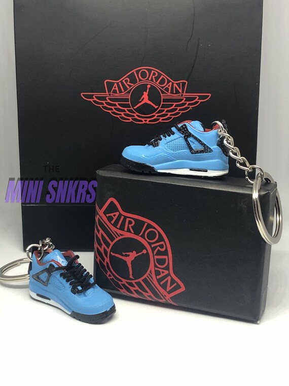 Mini Jordan 4 Portachiavi retrò Travis Scott University Blu / | Etsy Italia