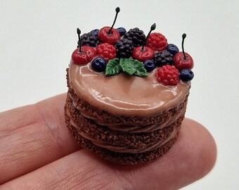 Chocolate Fruit Gâteau - 1:12 Scale. Cake for dollshouse