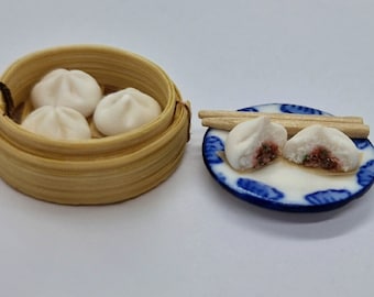 Char Siu Bao Buns Miniature – Chinese Pork Buns, Dollhouse Food 1:12 Scale