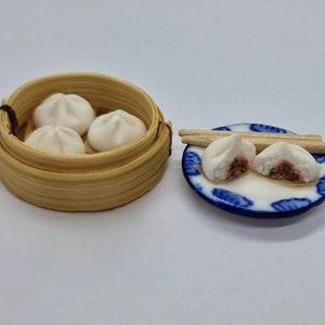 Char Siu Bao (Chinese Steamed Pork Buns) - Dolls House Miniature Food - Cake/ Confectionery Item for Doll House 1:12 Scale, Handmade