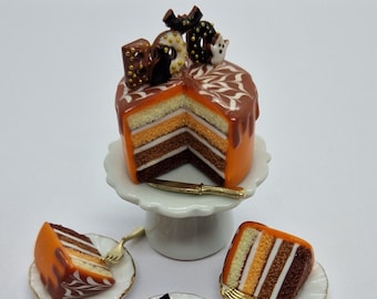 Halloween Cookie Cake with Iced Cookies - Dolls House Miniature Food - Cake for Doll House 1:12 Scale - Made in the UK