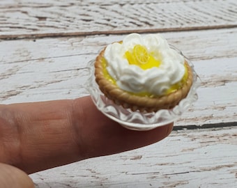 Lemon Meringue Pie - Dolls House Miniature Food - Cake/ Bakery Item for Doll House 1:12 Scale - Made in the UK