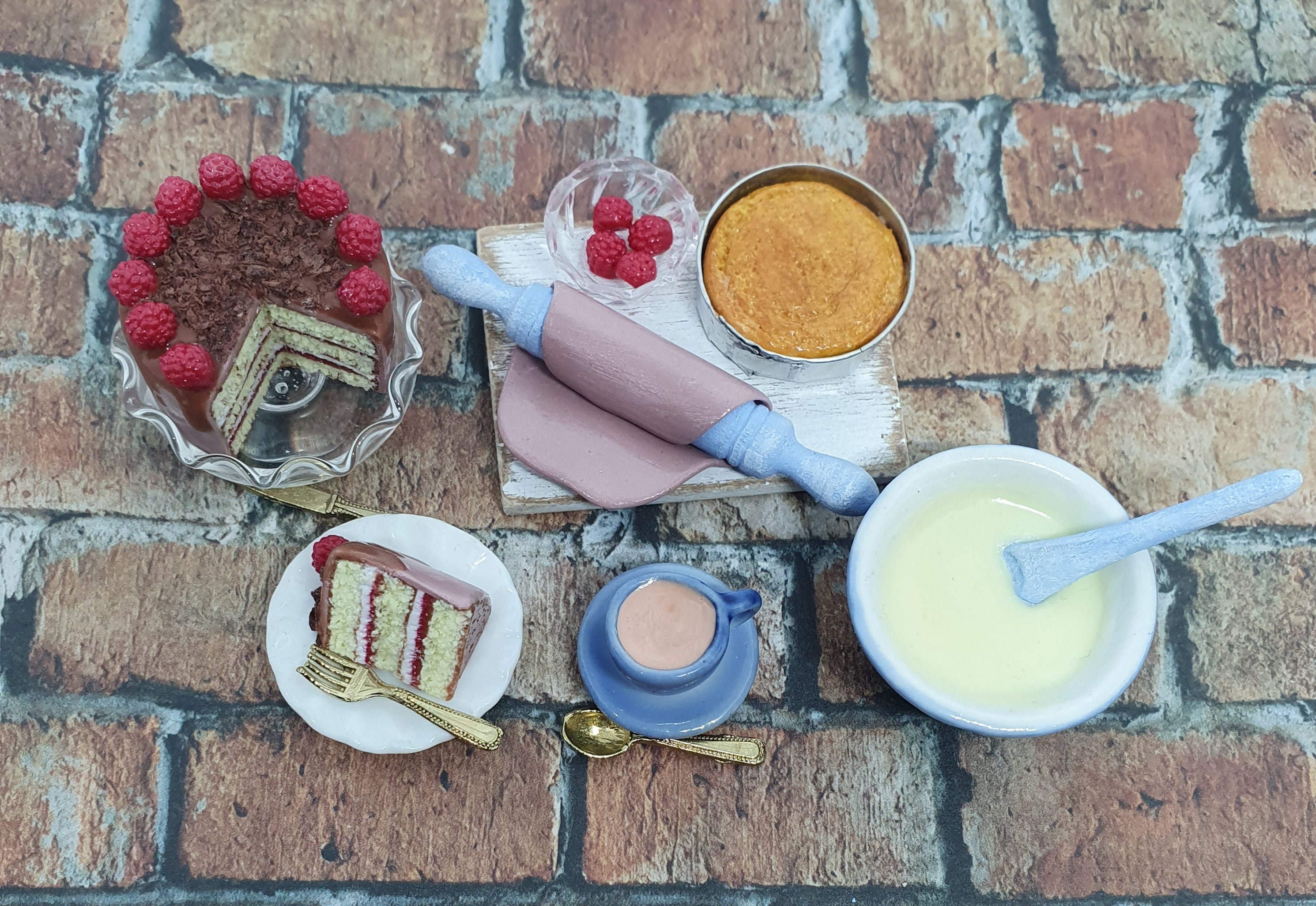 Miniature Raspberry Drip Cake Baking Scene Dolls House Etsy