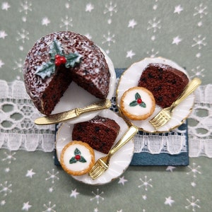 Realistyczne Miniaturowe Świąteczne Puddingi i Lukrowane Mince Pies - Dolls House Christmas Miniature Food Dolls House 1:12 Skala