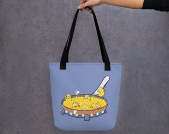 Cute Frying Pan Tostones 15"x15" Small Tote Bag | Puerto Rican Food | Bolsa De Mano | Funny Puerto Rico Gift | Boricua Gift | Chinchorreo