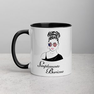 Simplemente Boricua 11oz Mug with Color | Puerto Rico Mug For Women | Puerto Rican Coffee Mug | Cafecito Gift | Puerto Rico Gifts | Taza