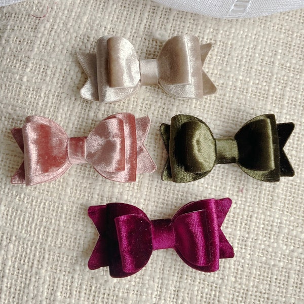 Velvet hair bow , Velvet headbands , Solid Velvet hair Bow , Crushed Velvet Hair Bows , Pink Velvet Bow,Ivory Velvet Bow, Champagne Hair bow