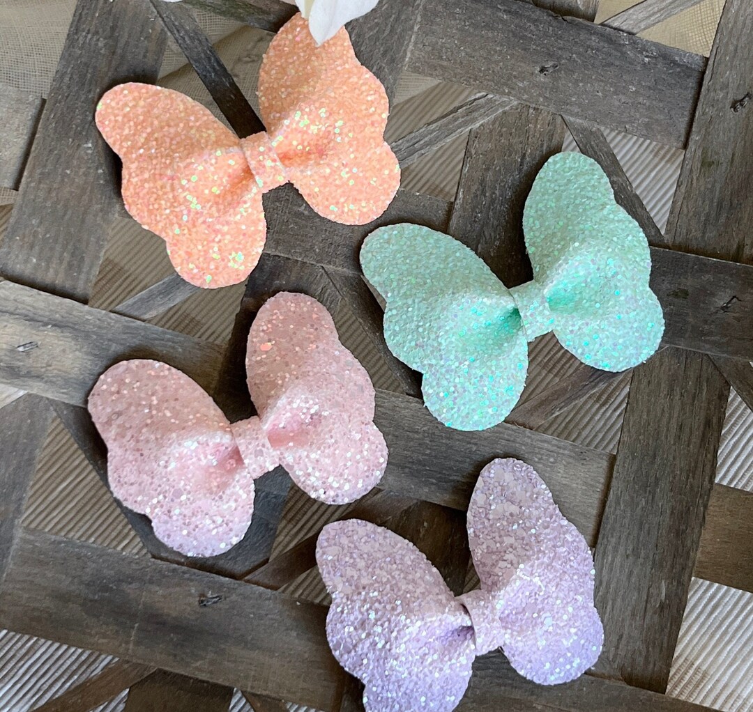 Butterfly Hair Bows, Girls Butterfly Clips, Glitter Butterfly, Pastel