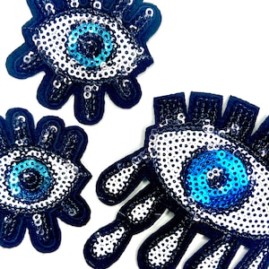Sequin Evil Eye Patch, Iron on Sewing Patch, Unique Patches, Beautiful Patches, Cool Patches