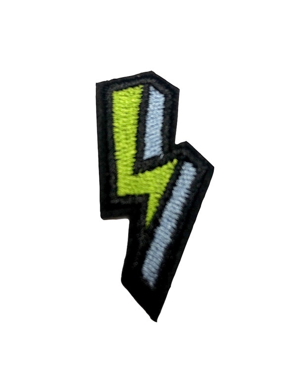 Black and Green Lightning Bolt Iron on Sewing Patches, Cool