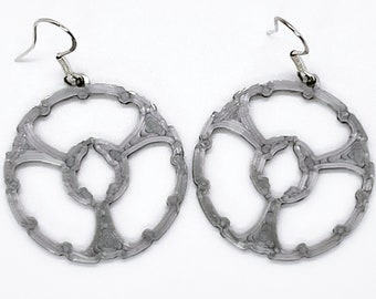 Deep Space Nine Earrings (with Defiant), Star Trek DS9 Jewelry, .925 Silver Hook Back Dangle Drop Earrings, 3D Printed