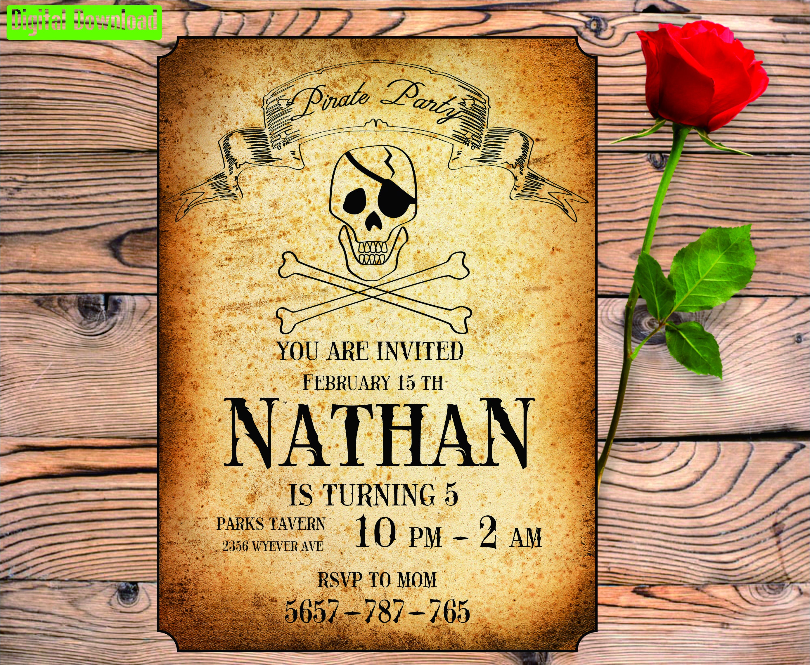 Piraten-Einladung Piraten digitale Geburtstagseinladung | Etsy