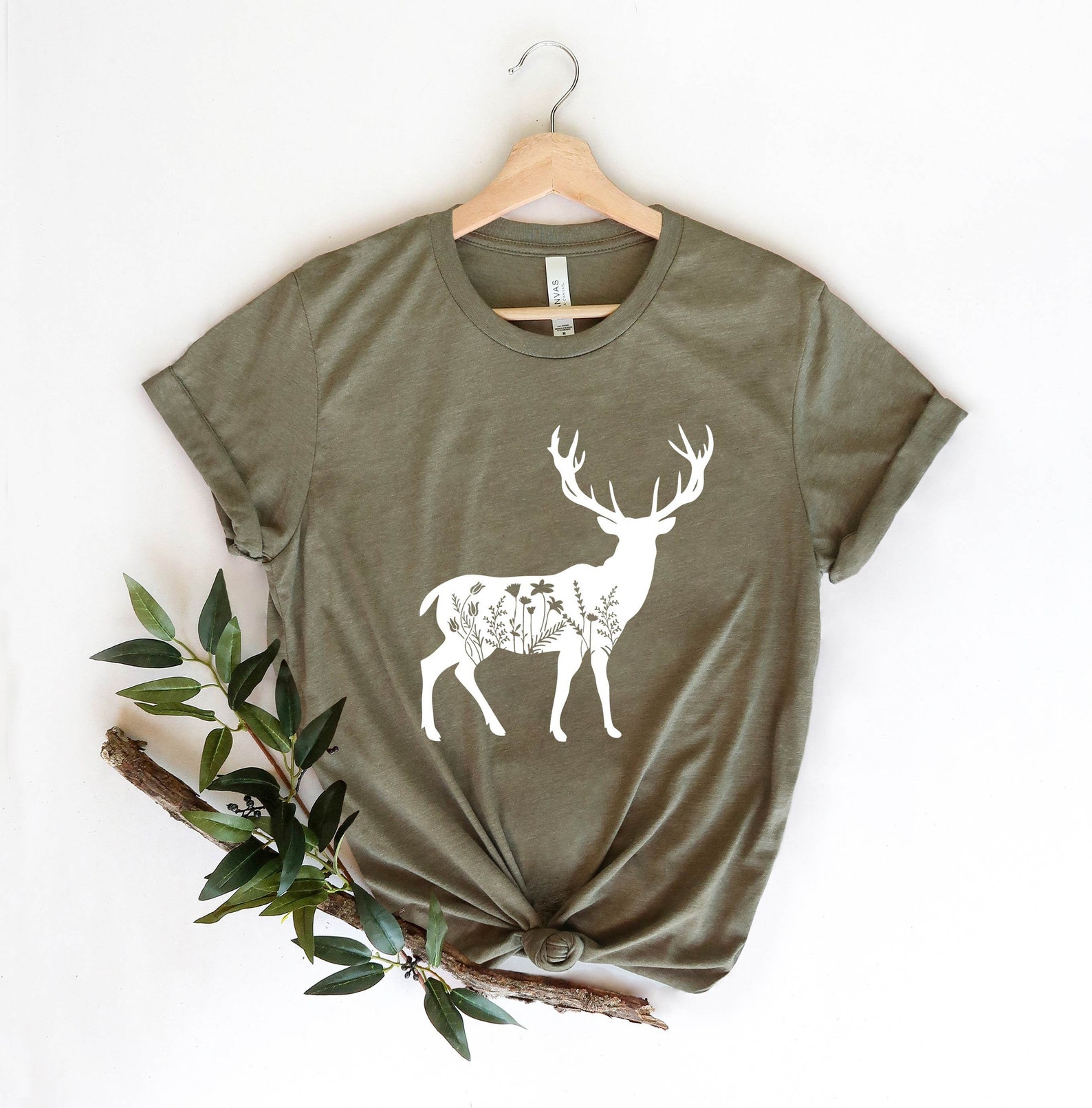Floral Deer Shirt Deer Shirt Cute Deer T Shirt Floral Etsy