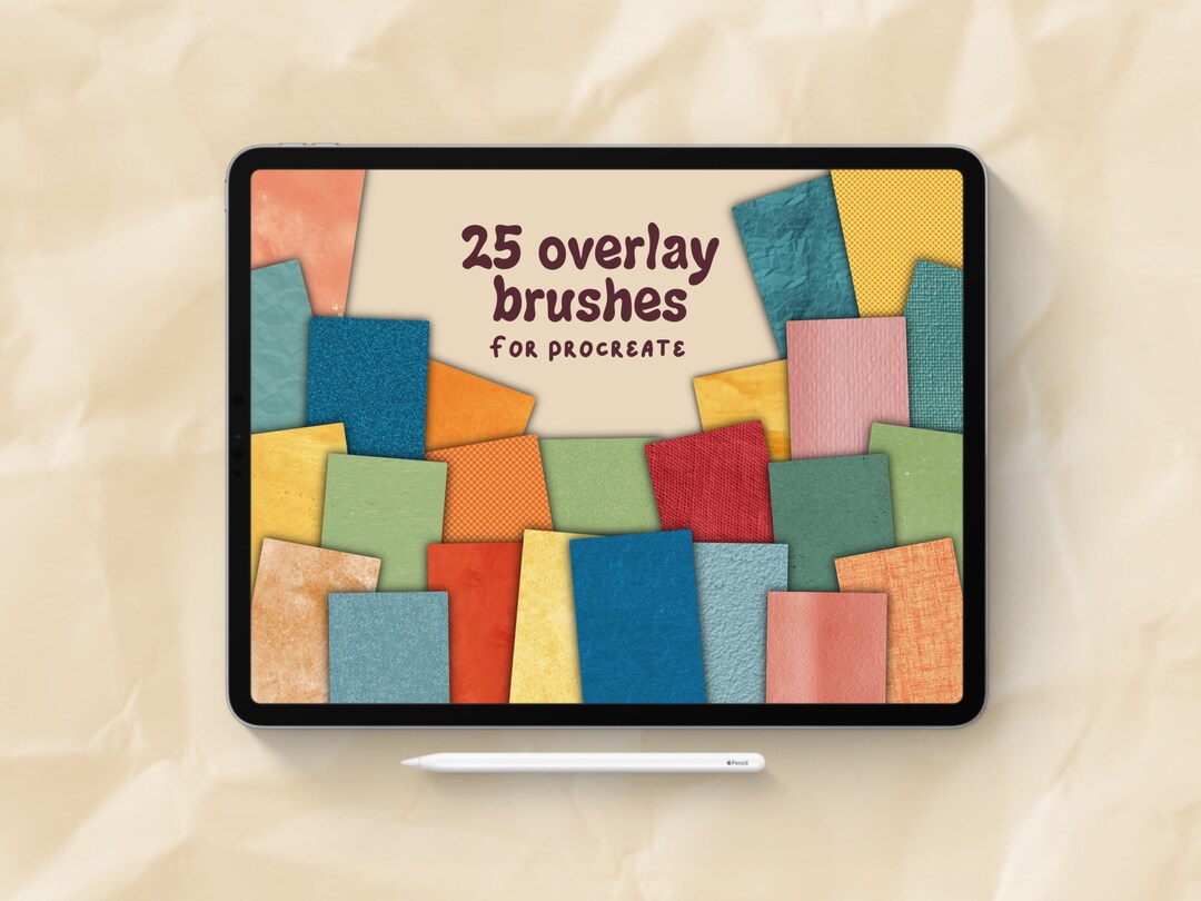 25 Overlay Brushes for Procreate, Procreate Texture, Texture Overlay Brush Pack, Instant