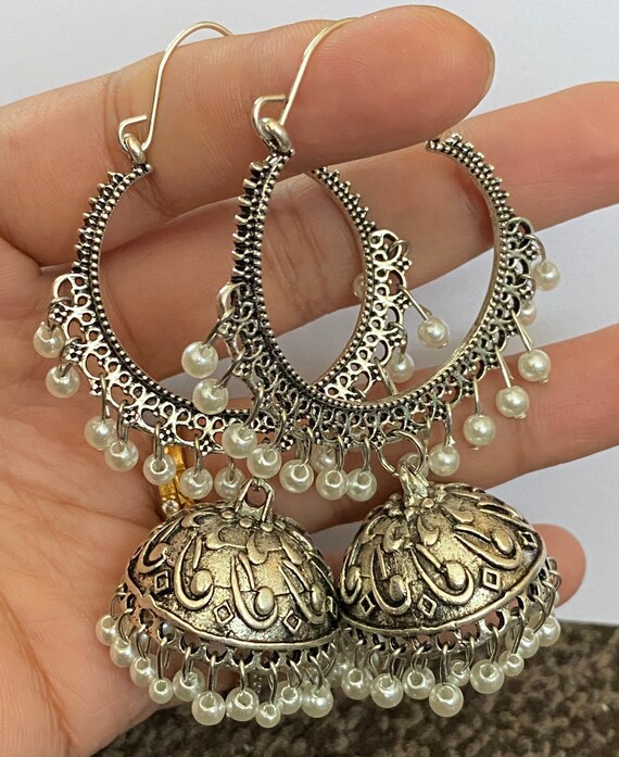 Hoop earrings cheap with jhumka drop