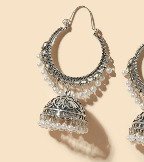 Hoop earrings cheap with jhumka drop