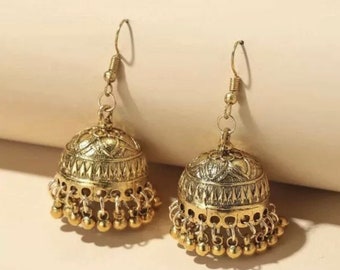 Zilver Goud Jhumka Drop Ronde Bal Kwastje Oorbellen Indiase Turkse Feest Gelegenheid Boho Verjaardagscadeau Cadeau