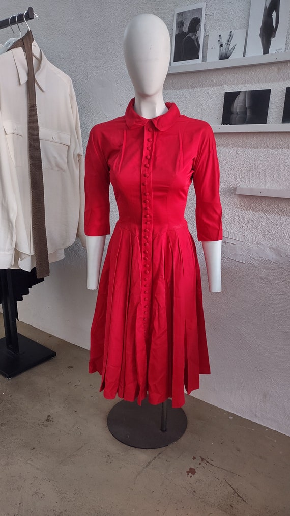 Vintage Bright Red 1950s Dress