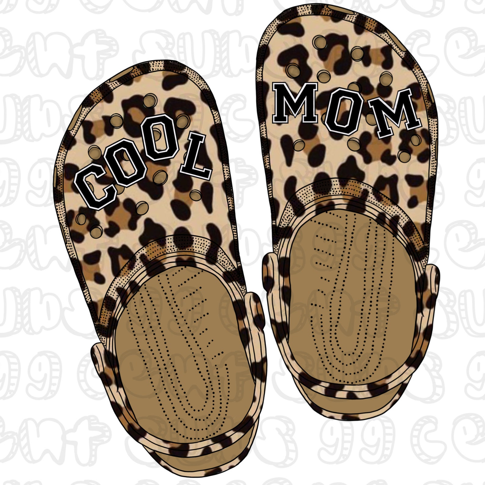 Cool mom cheetah print crocs sublimation transfer ready to | Etsy