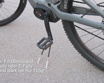 Bicycle stand MTB fully and E-fully stand, crank stand, FritzBikeStand side stand, MTB fully stand portable, bicycle stand novelty