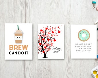 Motivational Pun Cards for College Students, Pun Cards, Open When Cards, Care Package Cards, Dorm Cards, College Card Set, Card Bundle, Cute