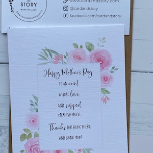 Aunt Mothers Day Card for Aunt, for Auntie, From Niece, Aunt Niece Gift ...