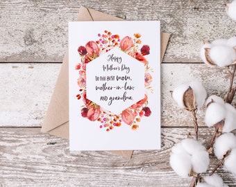 Floral Mother's Day Card for Mom, Mother-in-Law, Grandma