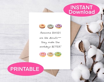 Boss's Day Card: Donut Theme, From Employee (Digital Download)