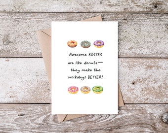 Donut Boss's Day Card, Cute Office Gift