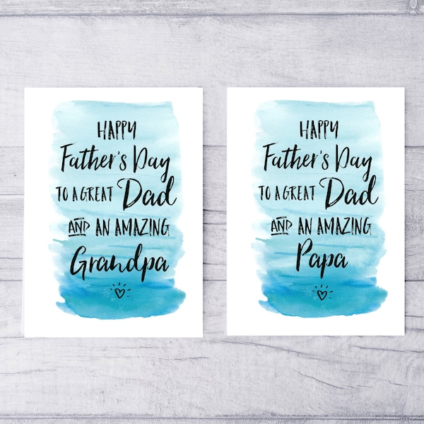 Dad Grandpa Card for Fathers Day Card, Papa Fathers Day Card, From Daughter and Son In Law, From Son and Daughter In Law, Happy Father's Day