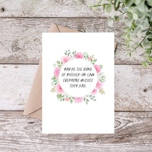 Mother In Law Birthday Card, Mother In Law Thank You, Mother-in-Law Gift, From Daughter In Law, From Son In Law Birthday, Husband&#39;s Mom