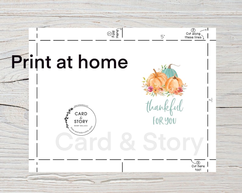 Fall Thank You Card, Printable Thanksgiving Greeting Card, Digital ...