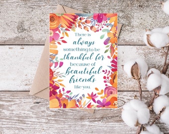 Friendsgiving Card, Fall Birthday Card, Thanksgiving Cards for Friends, Friend Quote, Thanksgiving Gifts, Grateful for Friend, Thanksgiving