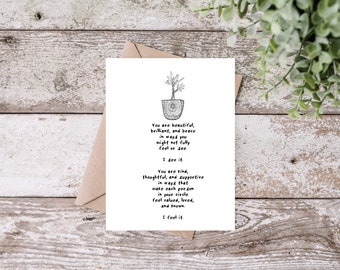 You Are Enough Card, Uplifting Encouragement, Brave Card