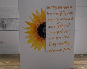 Tarjeta De Cumpleaños Para Mujer Con Girasoles - Regalo Para Mamá, Hija O Nieta, Incluye Pegatinas Divertidas