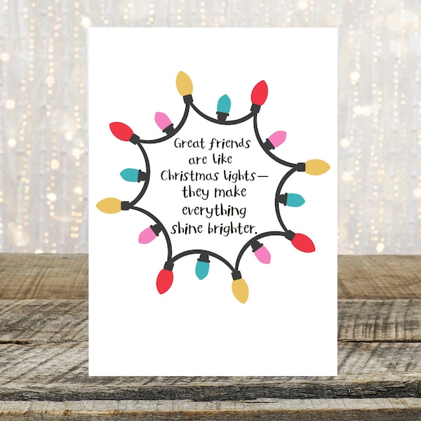 Friend Christmas Card for Best Friend, Cute Friendship Cards, Christmas Gift, Friend Xmas Cards, Holiday Gift, Merry Christmas Friends