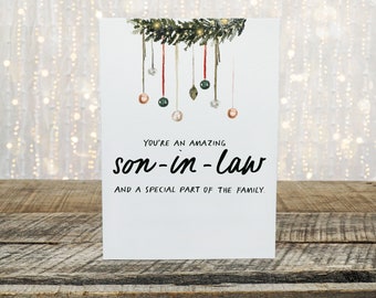 Son in Law Christmas Gift, To My Son In Law, Son in Law Card, Holiday Cards, Greeting Card for Him, Son in Law Greetings, Son-in-law