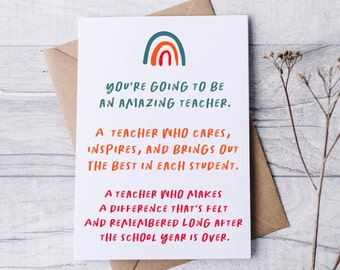 Teacher Graduation Card 2024, New Teacher Card, First Year Teacher, Graduation Gift for Education Major