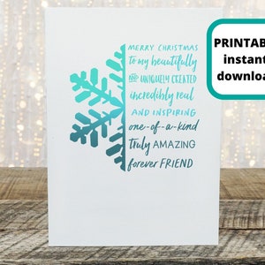 Download para impressão de cartão de Natal para melhor amigo, presente de Natal para amiga, presente de amigos para sempre, cartão de Natal Bestie, digital