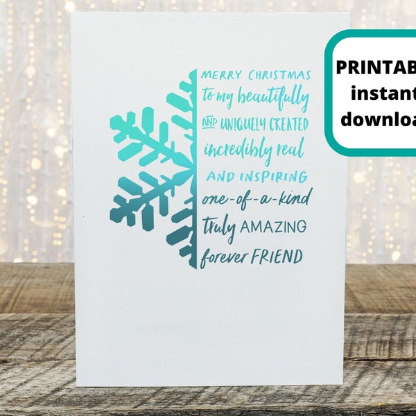 Christmas Card Printable Download for Best Friend, Christmas Gift for Female Friend, Forever Friends Gift, Bestie Christmas Card, Digital