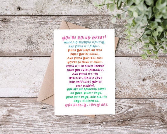 You're Doing Great Card - Encouragement Greeting Card You're Doing Great Card - Encouragement Greeting Card