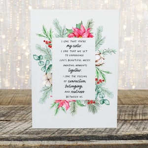 Sister Christmas Card from Sister, Christmas Sister Card, Special Sister Card,  Sister Xmas Card, Sister Best Friends, Xmas Gift